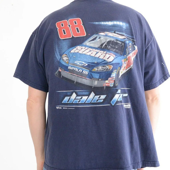 Vintage Chase '07 Navy Dale Jr. National Guard Nascar Short Sleeve Shirt Size 2X - Picture 1 of 13